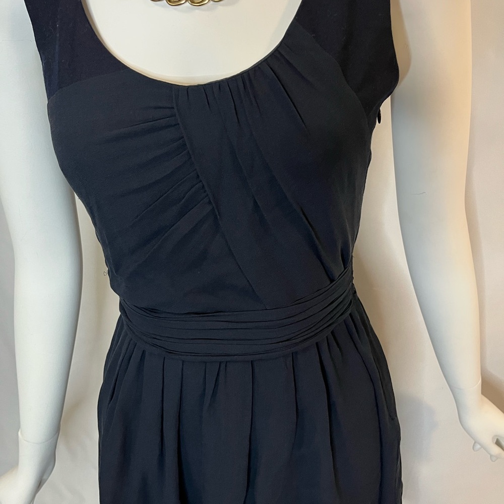 Theory navy draped fully lined silk dress - Picture 4 of 8